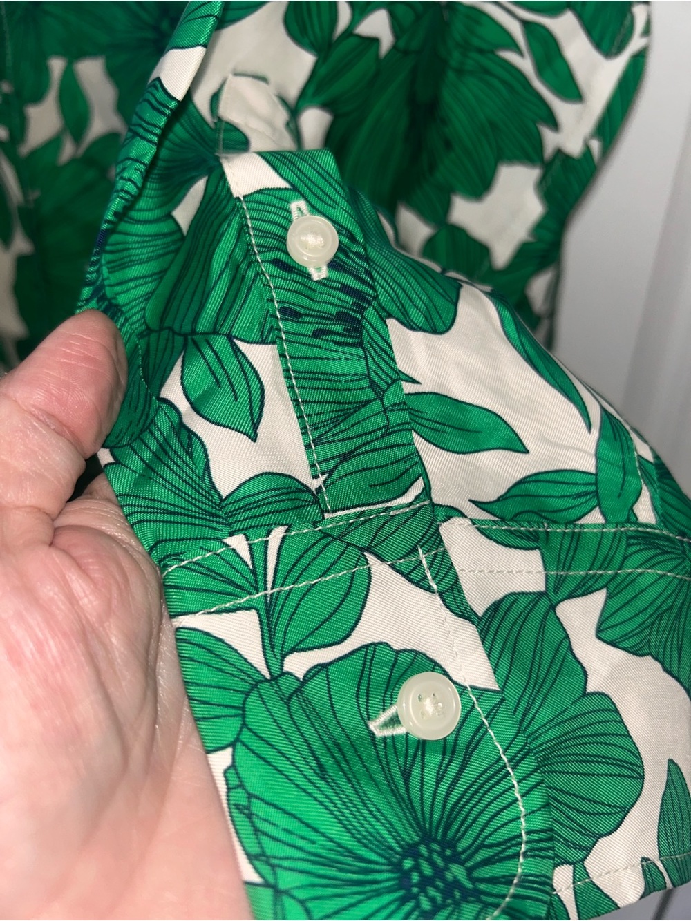 J. Crew White Button-Down Shirt with Green Floral Print - Picture 5 of 8